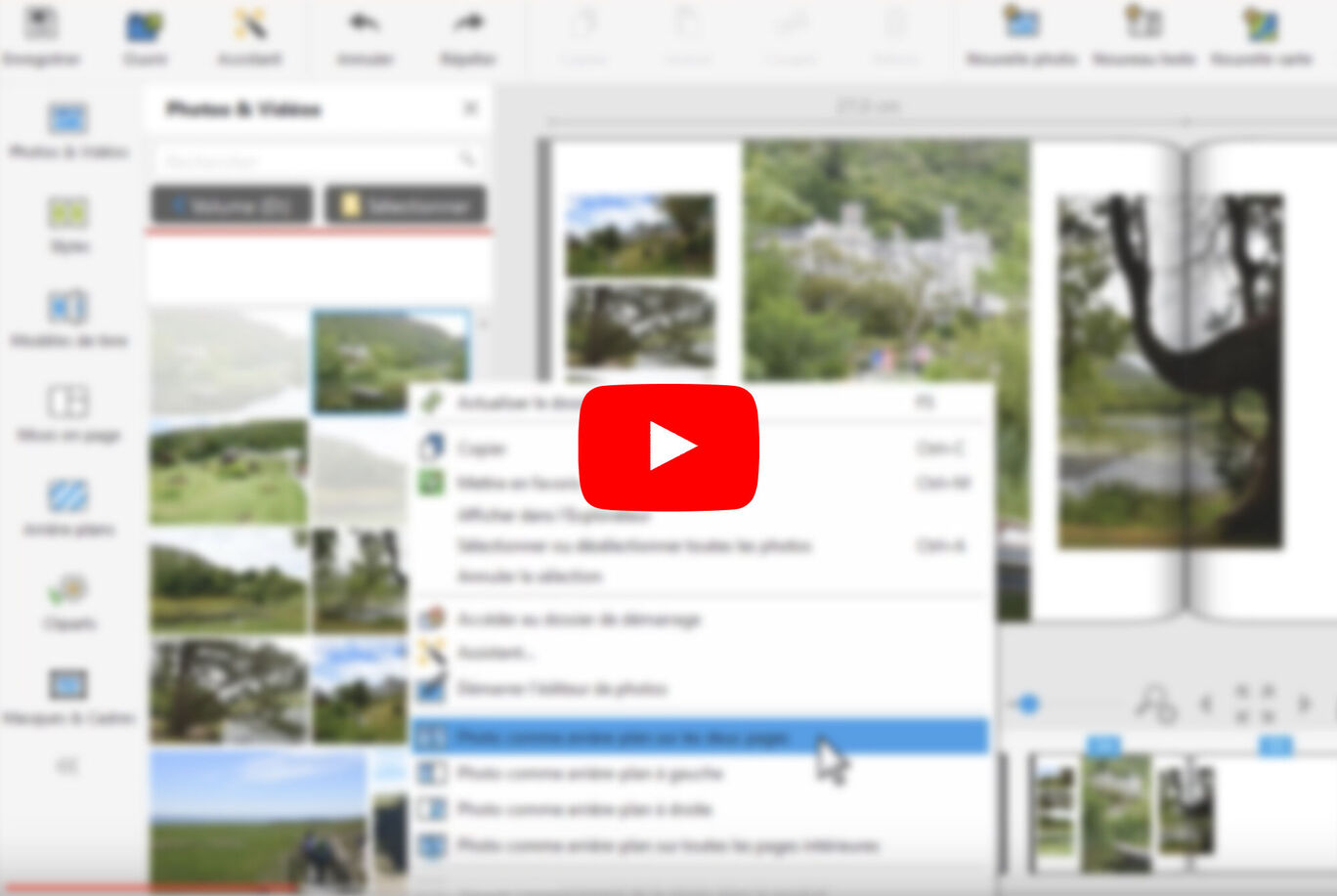 Capture d'écran d'un traitement logiciel avec des images et une barre de menu. Une section avec des instructions est visible au premier plan.