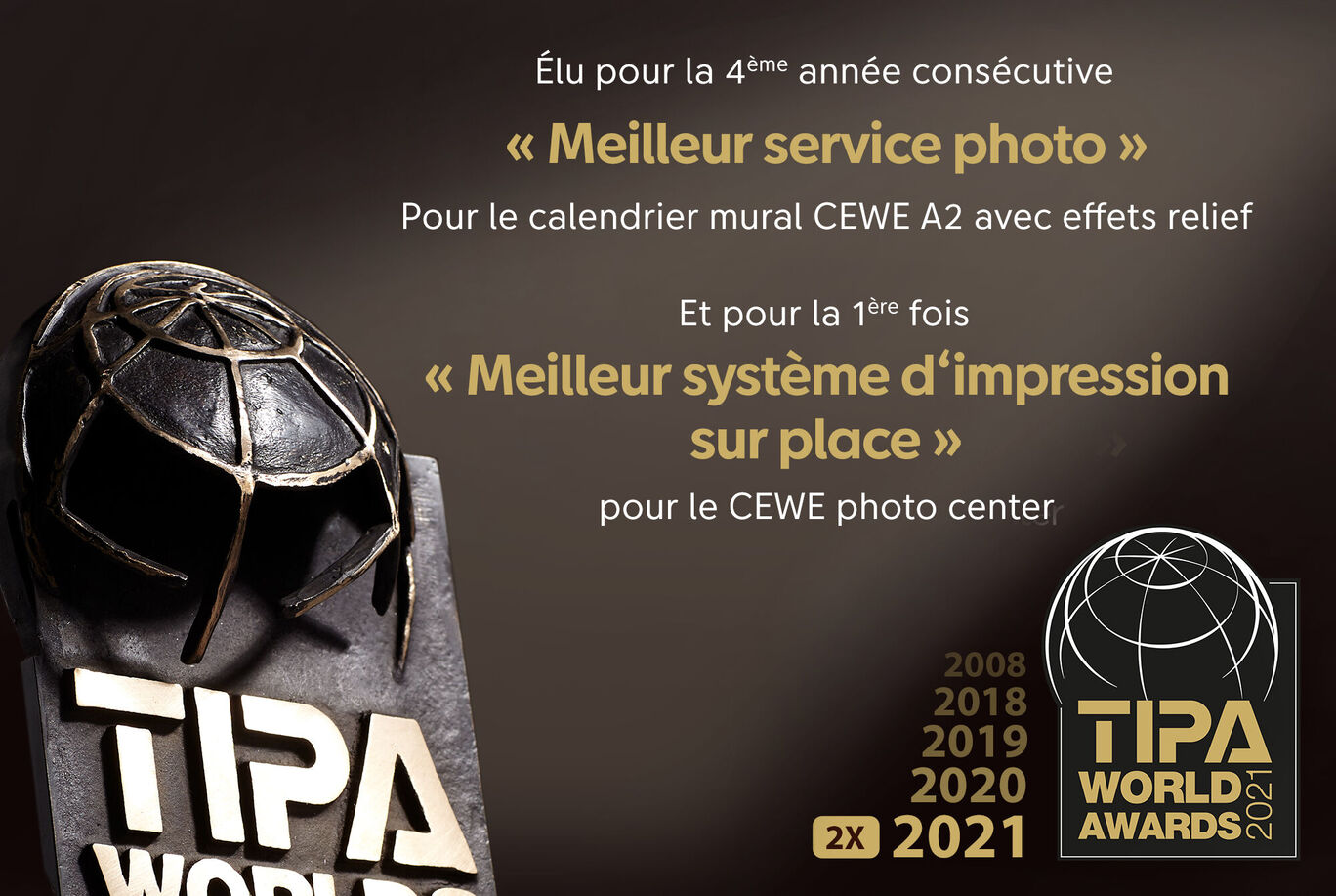 Trophée et récompense pour le meilleur service photo et d'impression, CEWE.