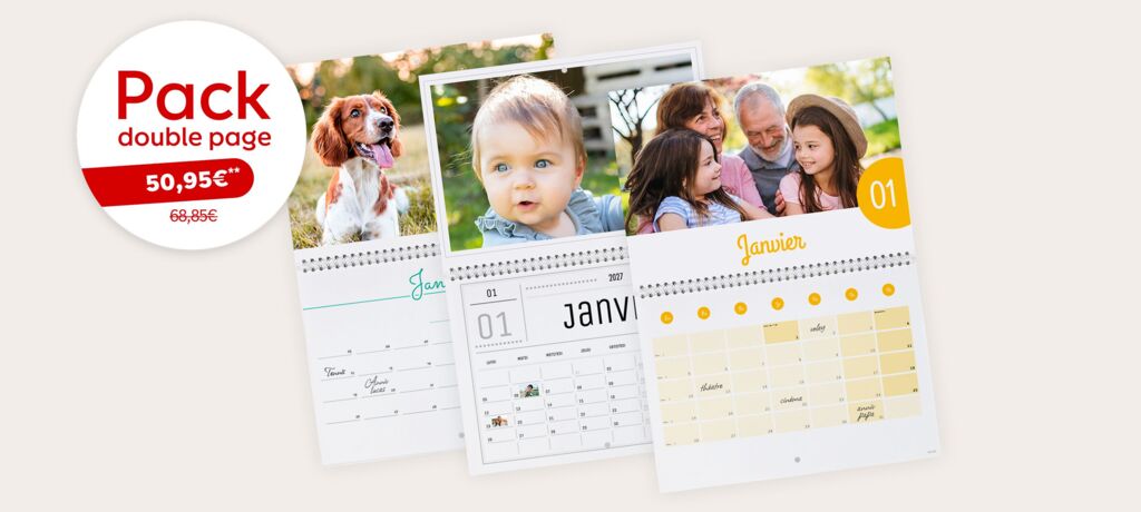 Pack 3 calendriers photo muraux