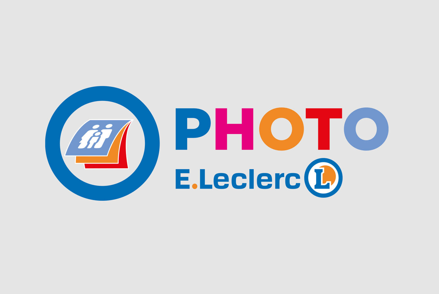 Logo E.Leclerc PHOTO avec lettres colorées.