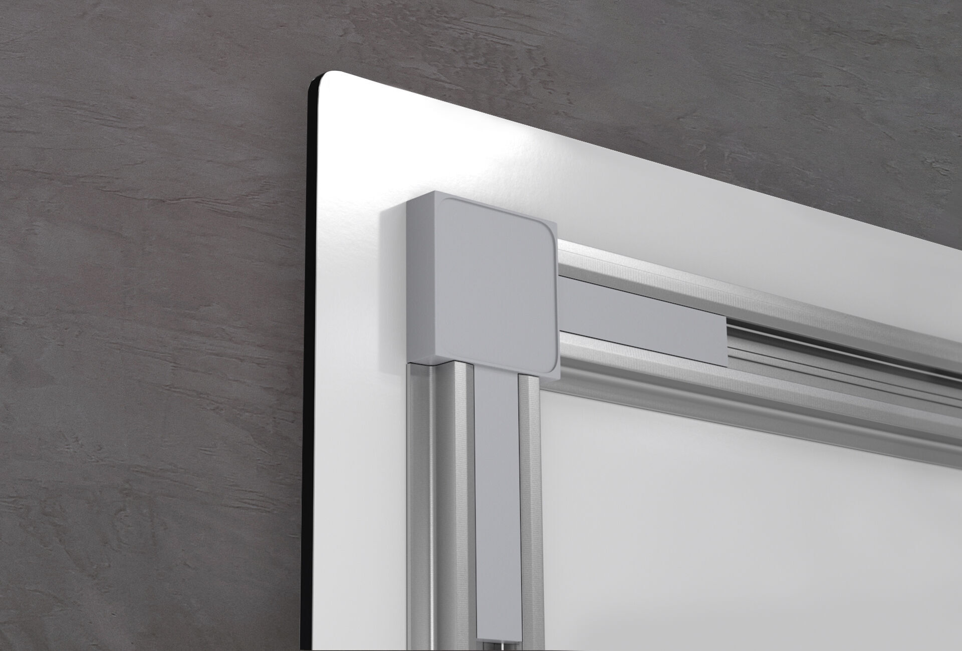 Vue détaillée d'une douche moderne avec poignées minimalistes.