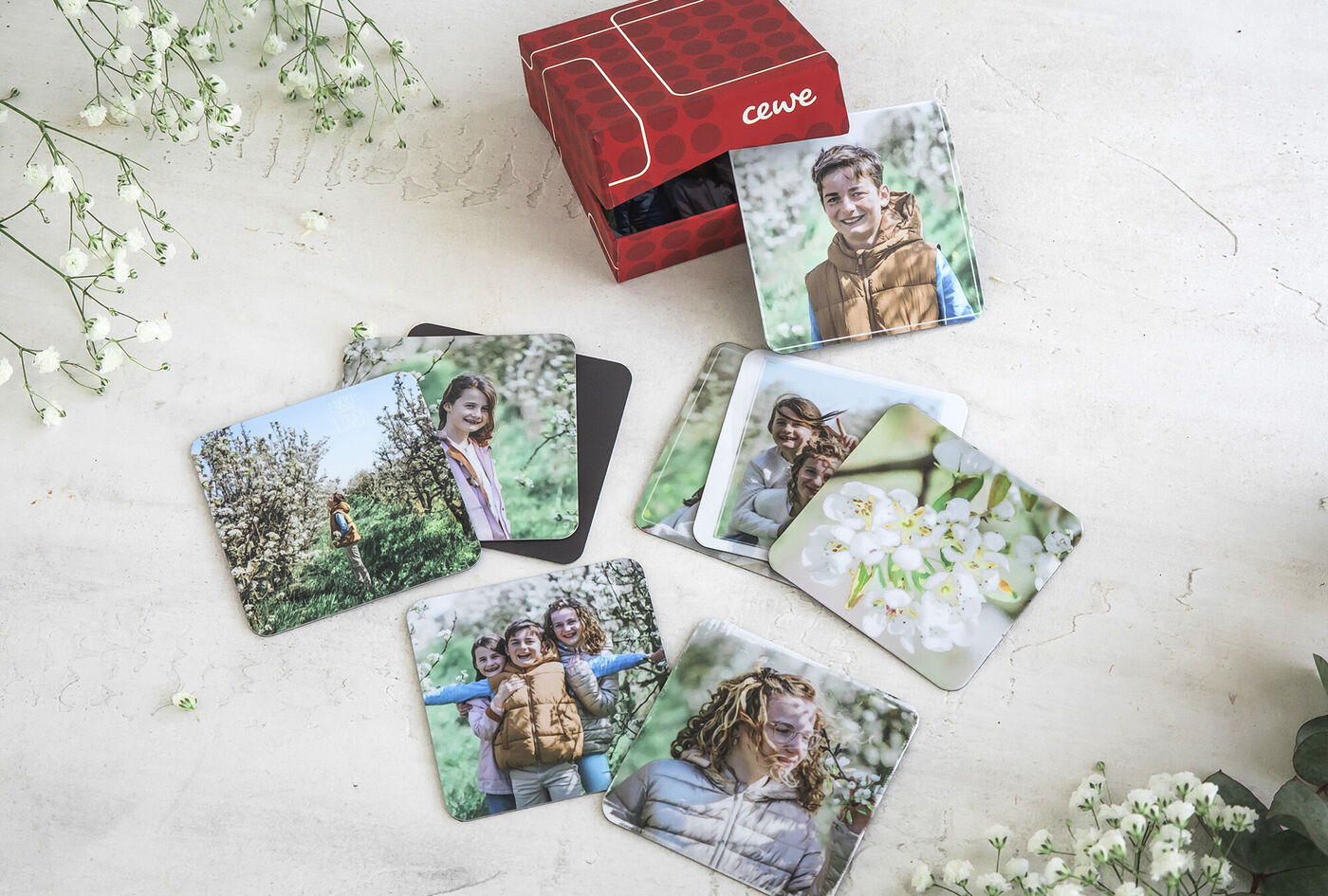 Magnets photo carrés pour le frigo de votre maman