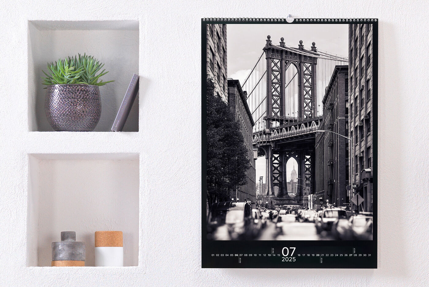 Grand calendrier personnalisé A2 avec une photo de New-York en noir et blanc