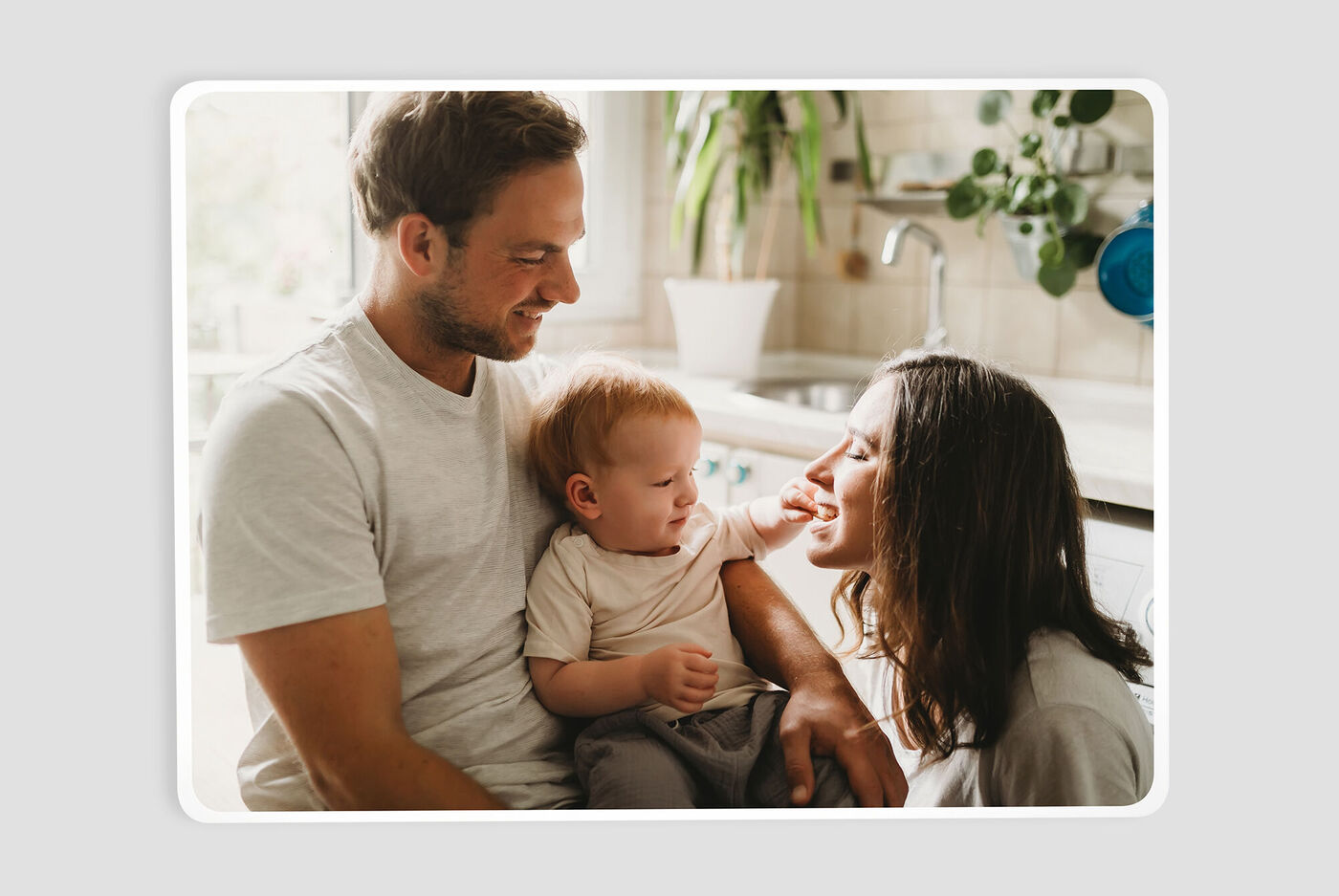 Set de table personnalisé avec une belle photo de jeunes parents et leur bébé