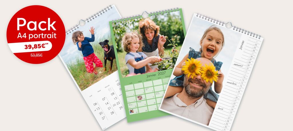 Pack 3 calendriers photo muraux