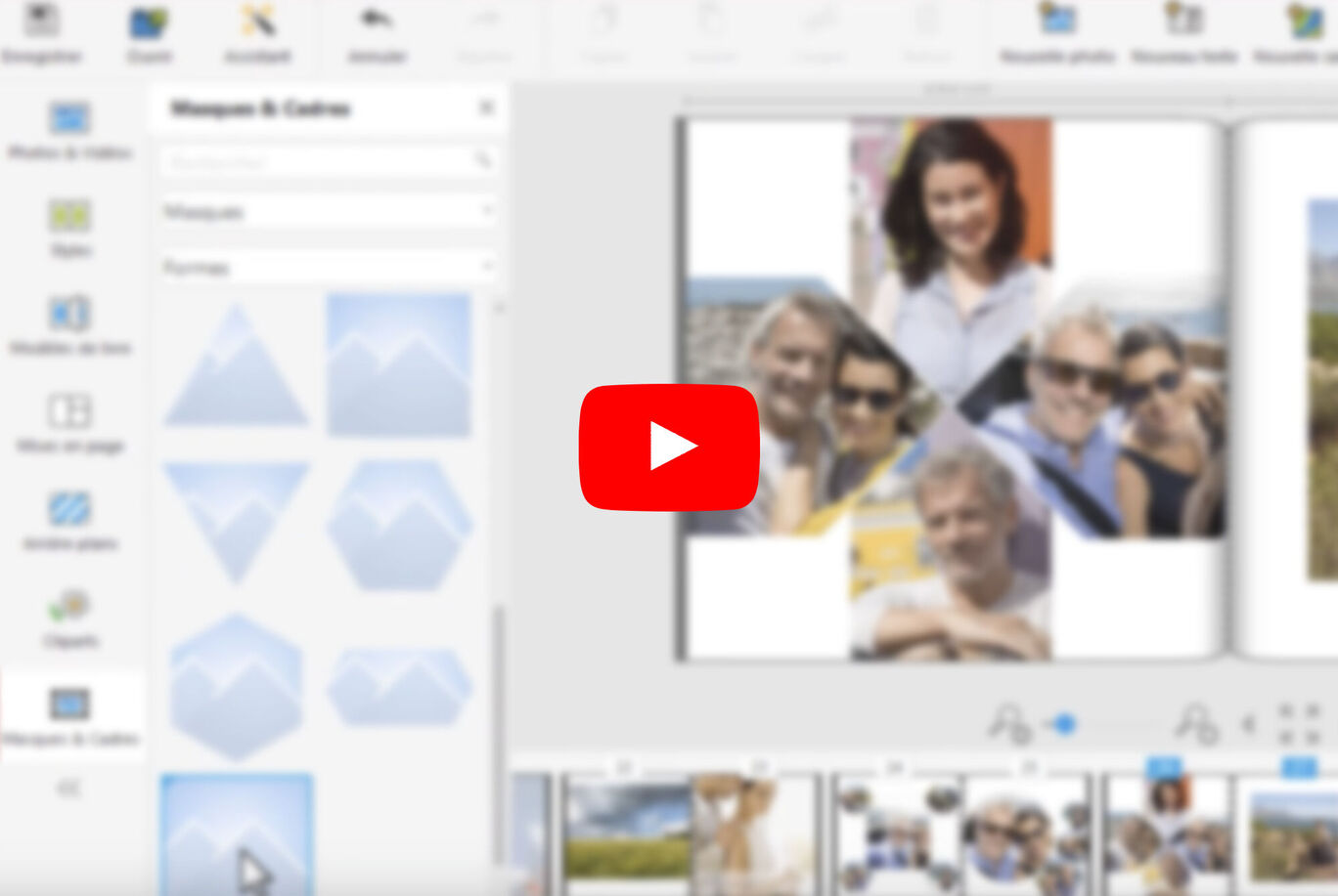 L'image montre une présentation de création de livres photo CEWE avec diverses mises en page.