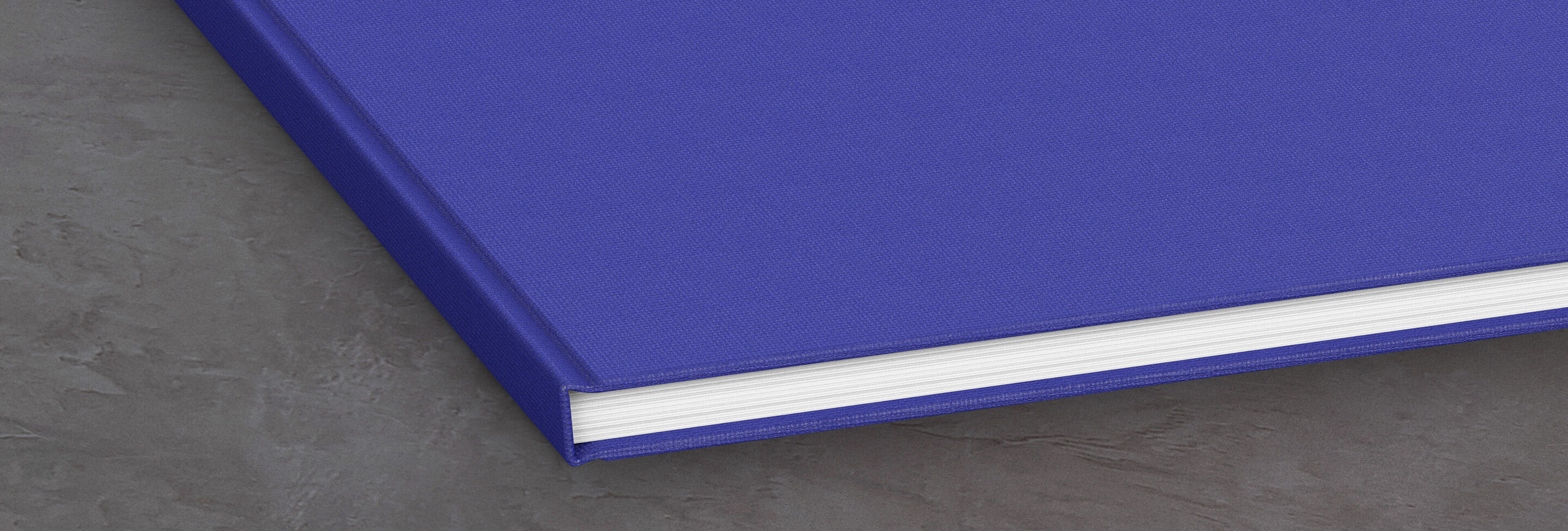 Zoom sur la couverture en lin bleu d'un Livre Photo CEWE