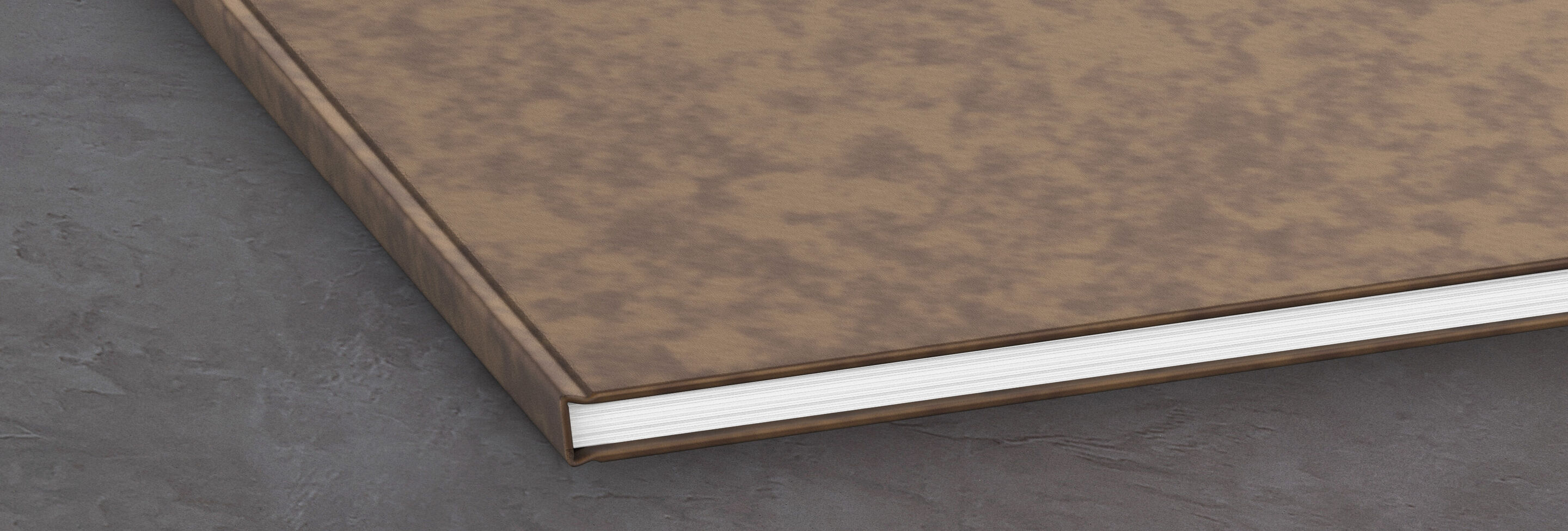 Zoom sur la couverture en cuir marron d'un Livre Photo CEWE