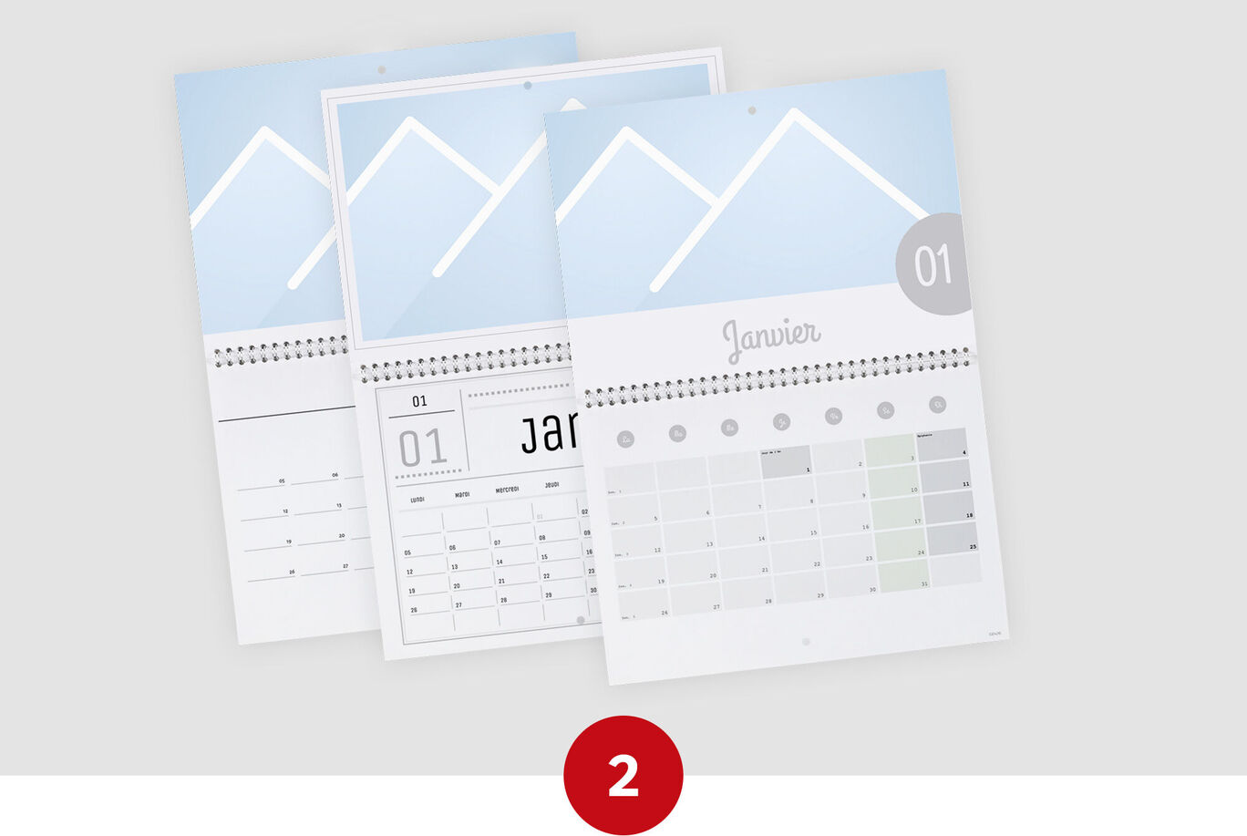 Etape 2 : illustration de 3 calendriers photo double-page