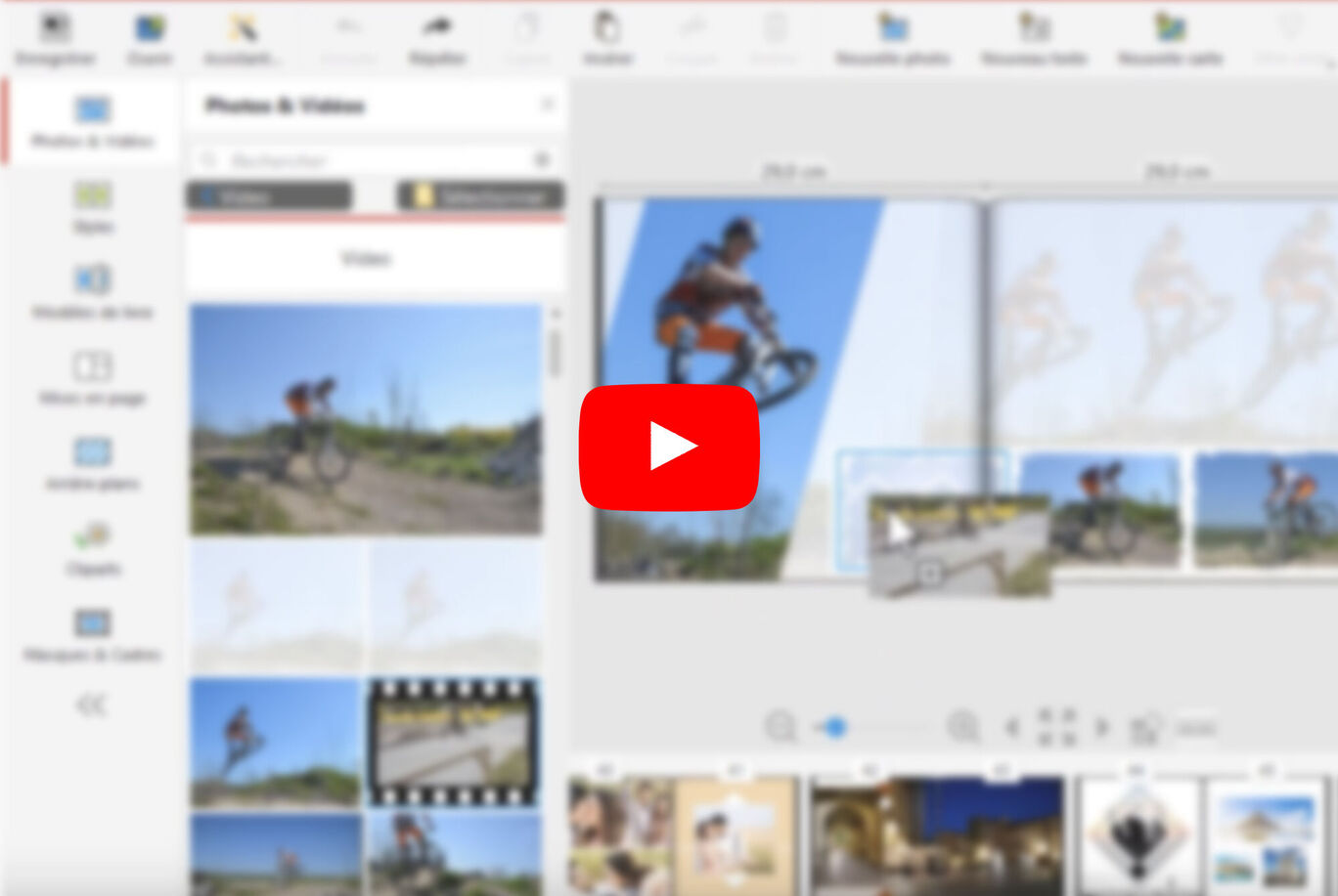 Guide pour créer un livre photo CEWE avec vidéos et images dans l'outil de design CEWE.
