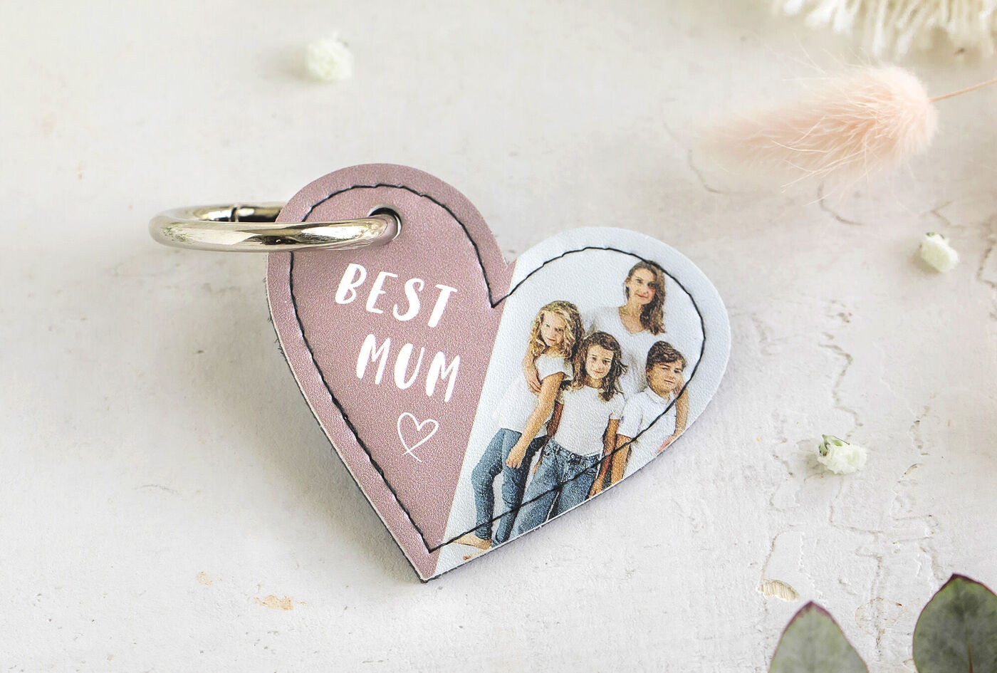 Porte-clé coeur personnalisé "Meilleure maman"