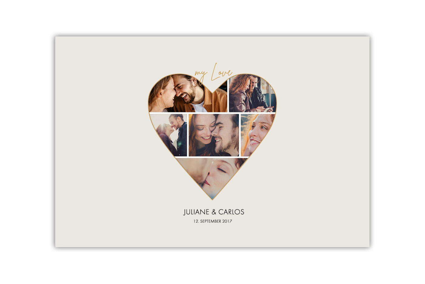 Modèle de poster My Love avec photos en forme de cœur