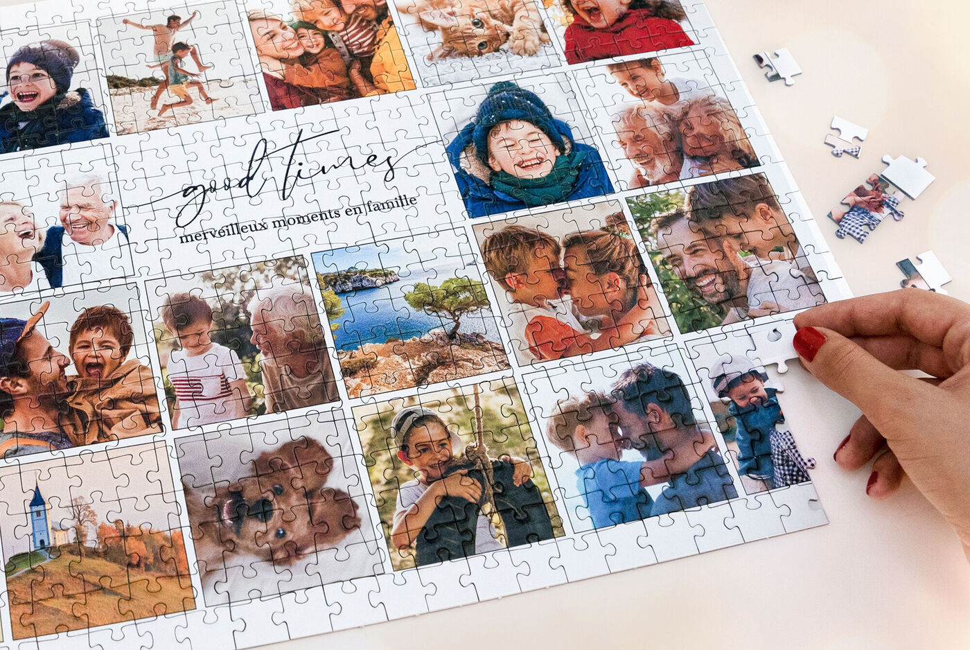 Puzzle personnalisé avec un pêle-mêle de photos de famille